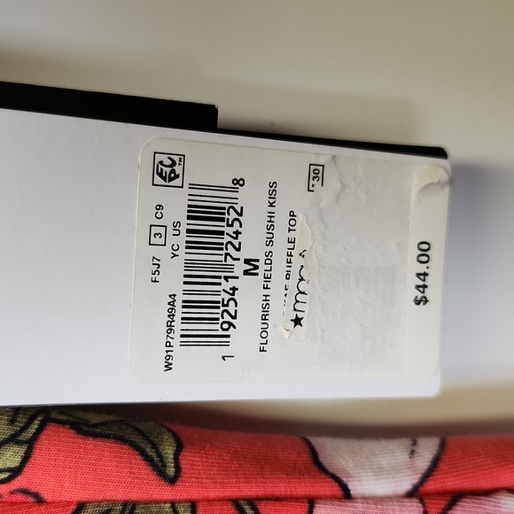 Guess Flourish Fields Sushi Kiss Kae Ruffle Top Size Medium - Picture 3 of 7